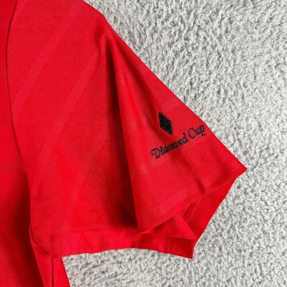 Adidas Golf Polo Shirt Mens Large Red Golfer Business‎ Casual Preppy Diamond Cup